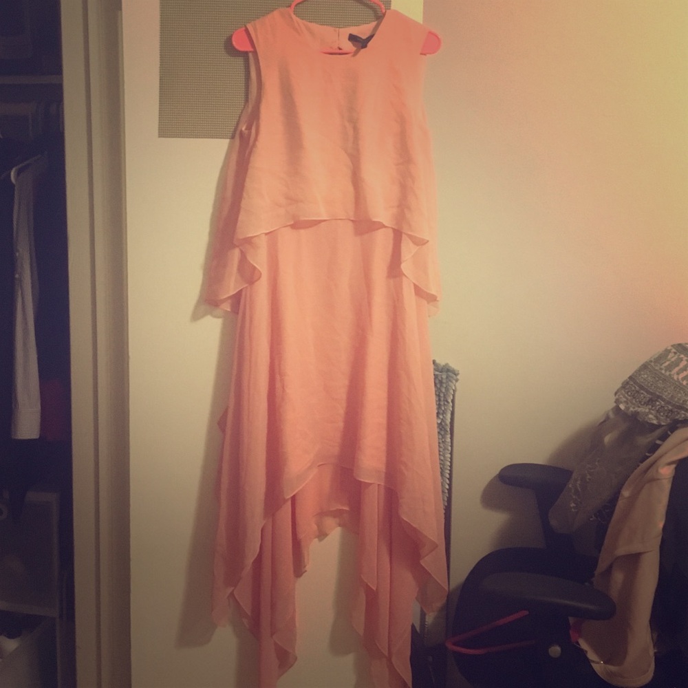 BCBGMaxAzria Peach High-Low Midi Dress